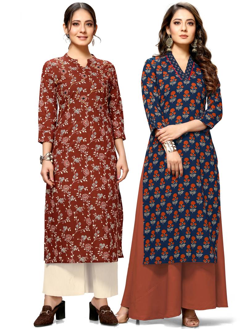Maroon printed cotton ethnic-kurtis