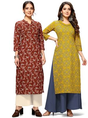 Maroon printed cotton ethnic-kurtis 1
