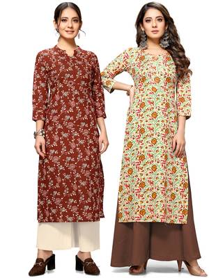 Maroon printed cotton ethnic-kurtis 1
