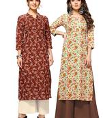 Maroon printed cotton ethnic-kurtis