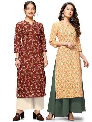 Maroon printed cotton ethnic-kurtis 1