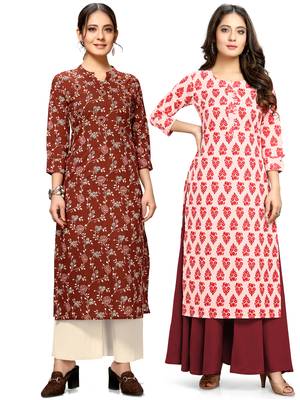 Maroon printed cotton ethnic-kurtis 1