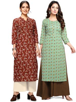 Maroon printed cotton ethnic-kurtis 1