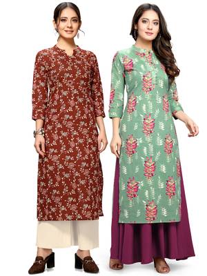 Maroon printed cotton ethnic-kurtis 1