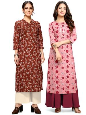 Maroon printed cotton ethnic-kurtis 1