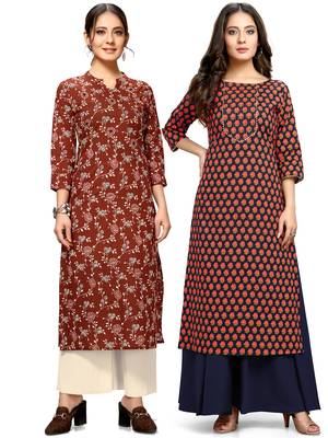Maroon printed cotton ethnic-kurtis 1
