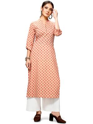 Beige printed cotton ethnic-kurtis 2