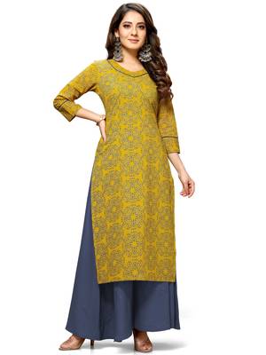 Navy-blue printed cotton ethnic-kurtis 4