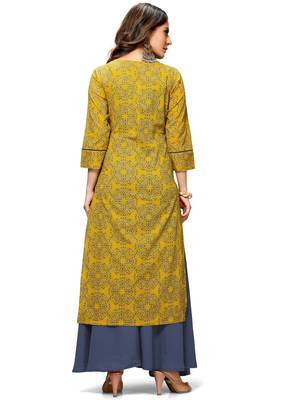 Navy-blue printed cotton ethnic-kurtis 5