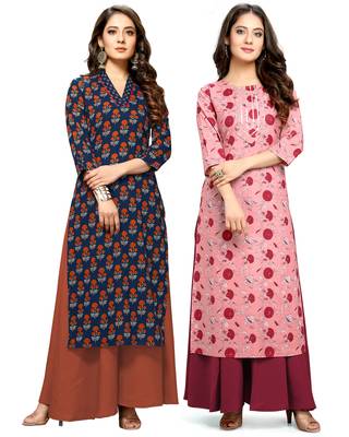 Navy-blue printed cotton ethnic-kurtis 1