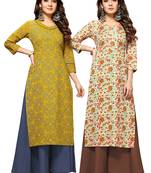 Green printed cotton ethnic-kurtis