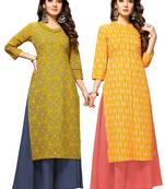 Green printed cotton ethnic-kurtis