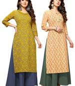 Green printed cotton ethnic-kurtis