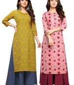 Green printed cotton ethnic-kurtis