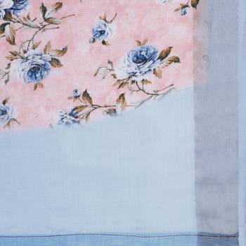 Women's Peach Floral Printed Linen Silk Saree 5