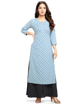 Beige printed cotton ethnic-kurtis 4