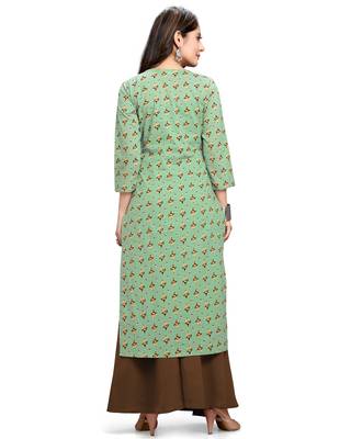 Yellow printed cotton ethnic-kurtis 5
