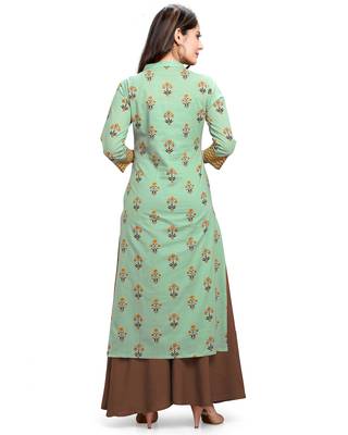 Yellow printed cotton ethnic-kurtis 5