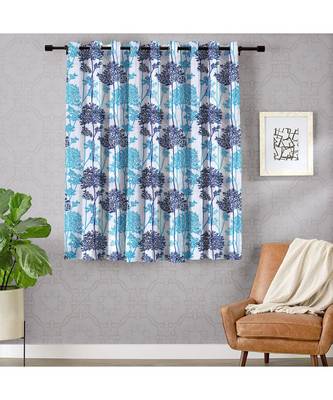 A Blue Printed  Polyester Window Curtain 1