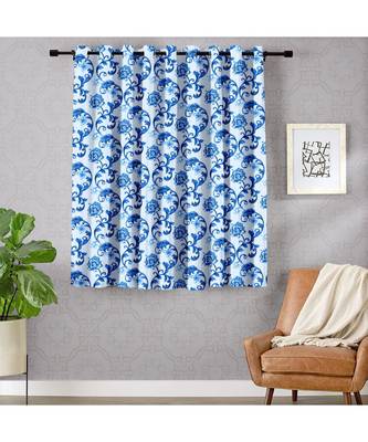 A Blue Printed  Polyester Window Curtain 1