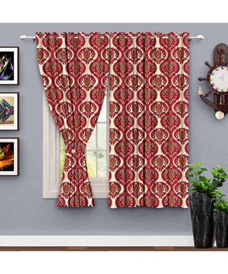 A Red Printed  Polyester Window Curtain 1