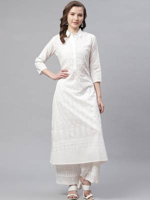 White printed cotton salwar 1