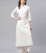 White printed cotton salwar