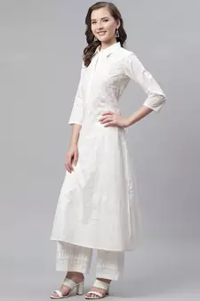 White printed cotton salwar