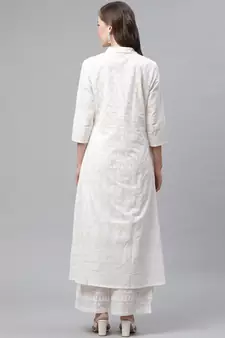 White printed cotton salwar