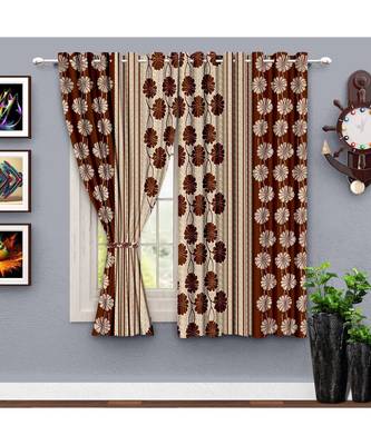A Brown Printed  Polyester Window Curtain 1