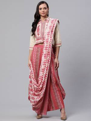 Beige printed cotton salwar 1