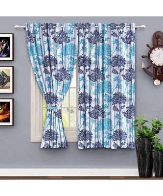 A Blue Printed  Polyester Window Curtain 1