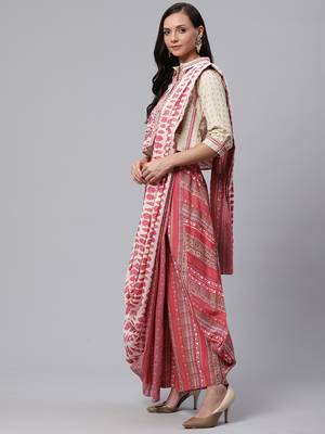 Beige printed cotton salwar 2