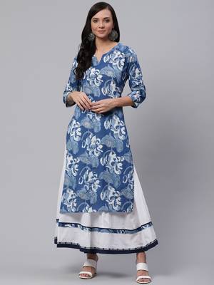 Blue printed cotton salwar 1