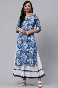 Blue printed cotton salwar