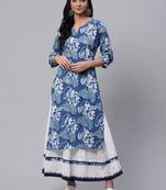 Blue printed cotton salwar