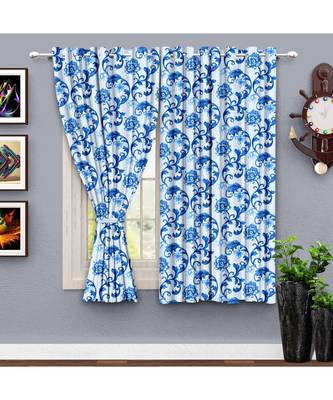 A Blue Printed  Polyester Window Curtain 1