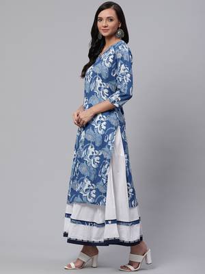 Blue printed cotton salwar 2