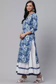 Blue printed cotton salwar