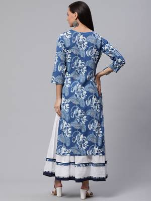 Blue printed cotton salwar 3