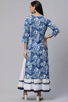 Blue printed cotton salwar