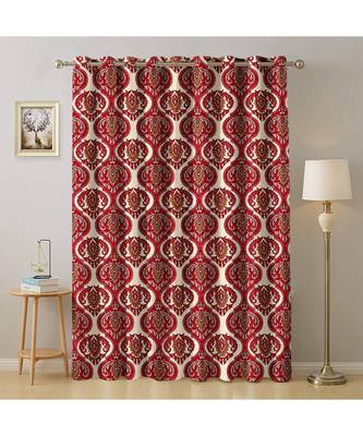 A Red Printed  Polyester Window Curtain 1