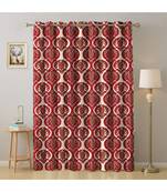 A Red Printed  Polyester Window Curtain