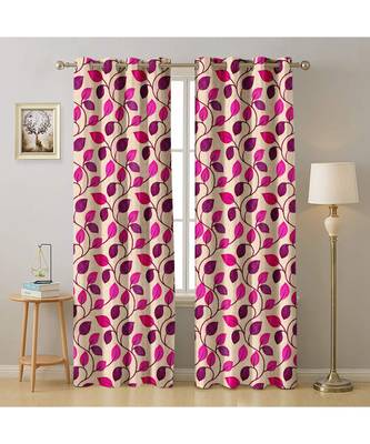 A Magenta Printed  Polyester Window Curtain 1