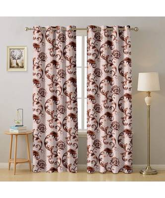 A Brown Printed  Polyester Window Curtain 1