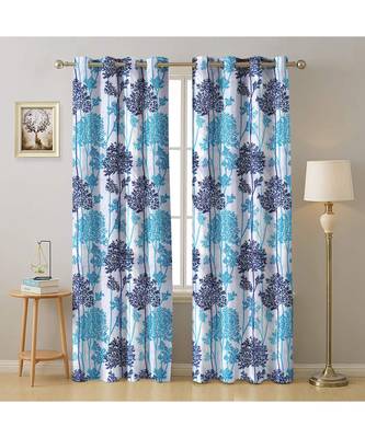 A Blue Printed  Polyester Window Curtain 1