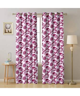 A Pink Printed  Polyester Window Curtain 1
