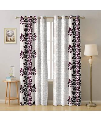 A Maroon & White Printed  Polyester Window Curtain 1