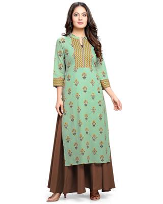 Brown printed cotton ethnic-kurtis 4