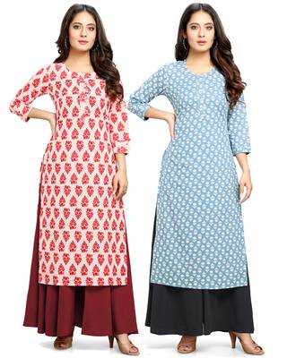Off-white printed cotton ethnic-kurtis 1